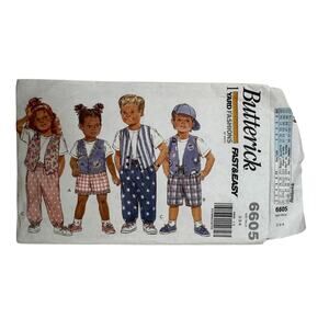 Vintage BUTTERICK Kids Vest Tee Shorts Pants Pattern #6605 1993 Sz 2-3-4 Unisex